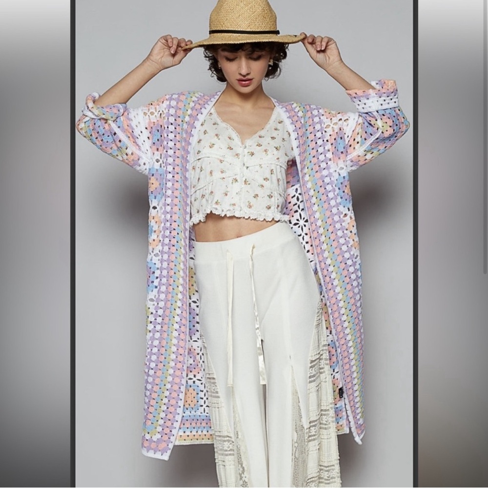 POL PASTEL COLOR CROCHET KIMINO SIZE OS BRAND NEW